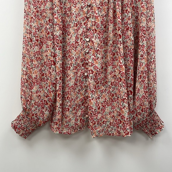 Torrid Floral Metallic Sheer Chiffon Button Down Long Sleeve Blouse Boho 2X - Picture 5 of 10